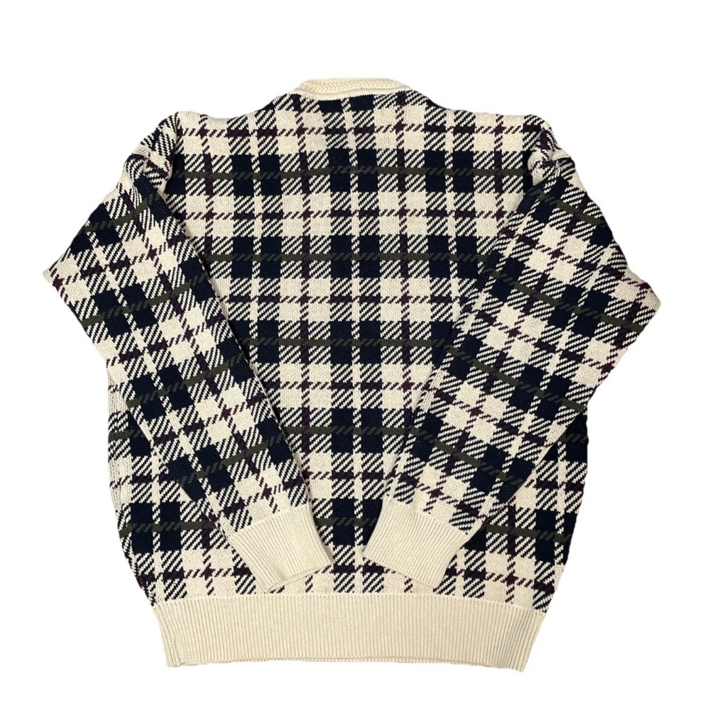 Vintage Woods & Gray 100% Cotton Knit Crewneck Geometric Chunky Sweater Size XXL - Picture 4 of 4